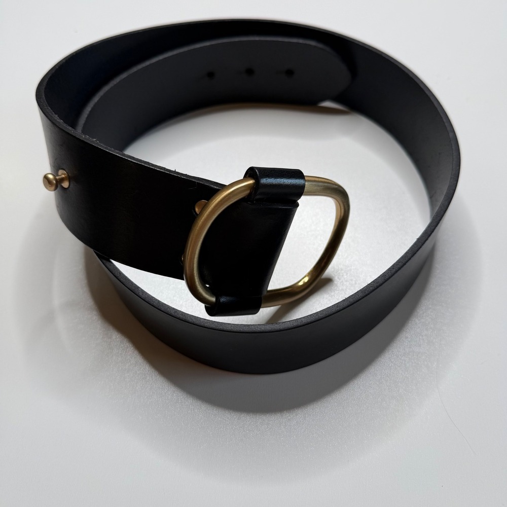 Banana Republic Black Leather Gold Buckle Waist Belt Small 38”